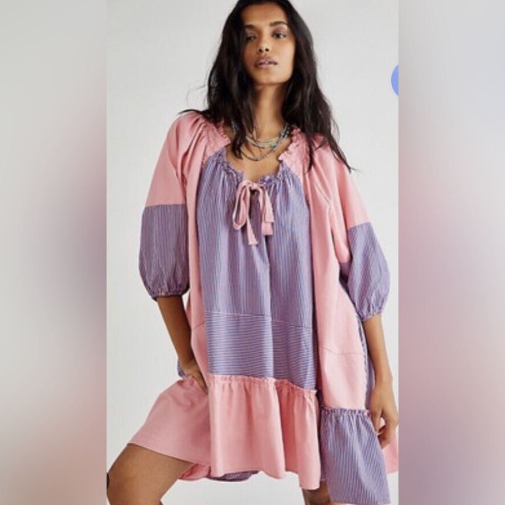 SALE!! NWT Free People Keegan Tunic Dress Mixed Stripe Swing